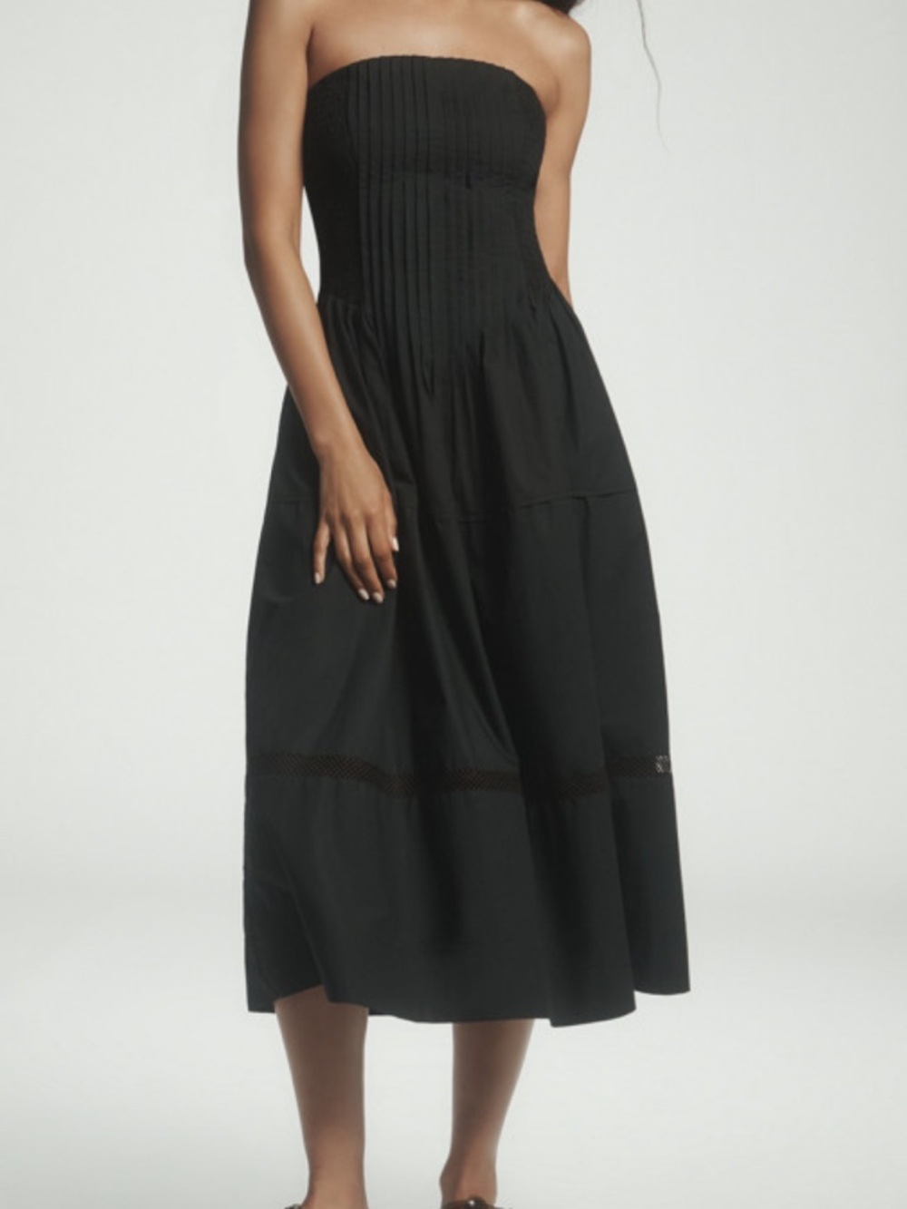 Anthropology Strapless Black Midi Dress